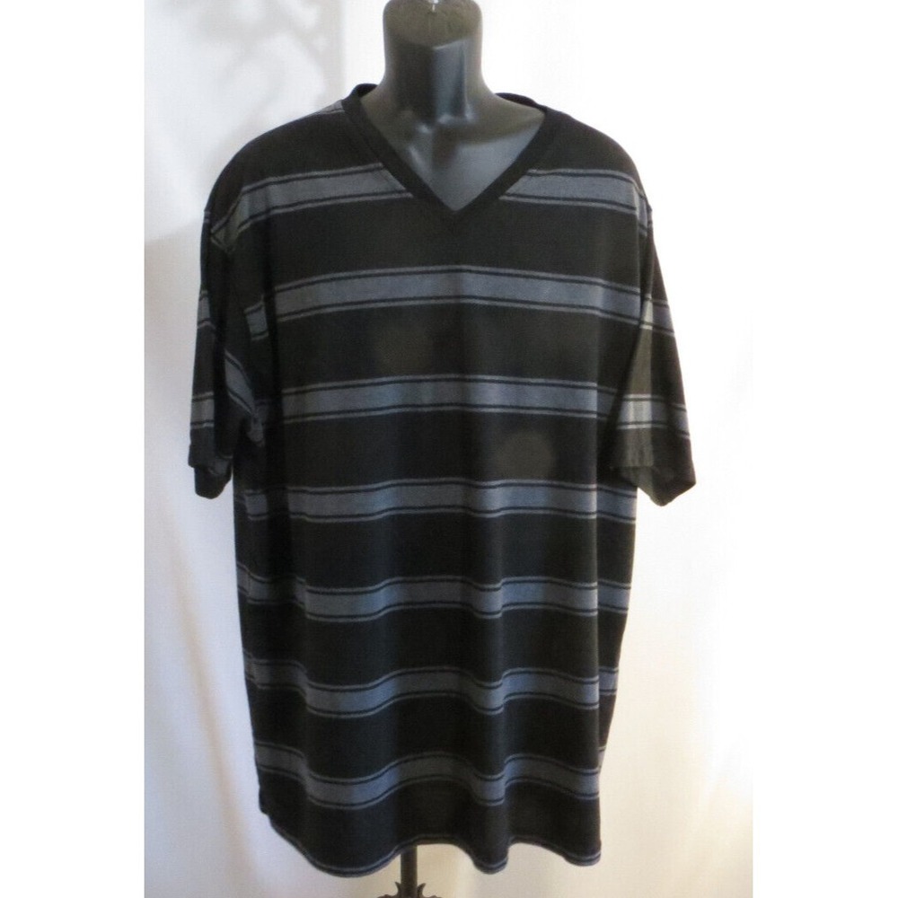 Mens Swiss Cross Short Sleeve Pullover Black/Gray Striped Shirt Size 4XL